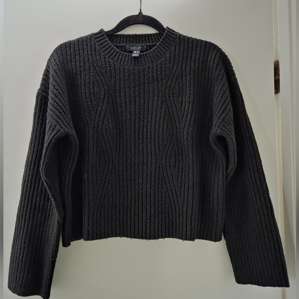 New Look Women's Black Ribbed Knit Sweater